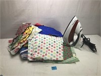 Lot of Fabric and Black & Decker Iron