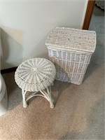 Wicker Hamper & Stool