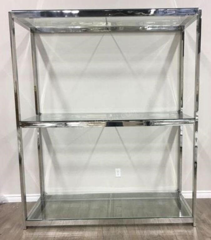 LARGE Glass & Chrome Store Etagere/Display Shelf