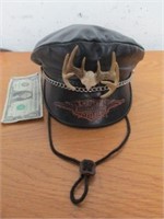 Vintage Harley-Davidson Leather Antler Hat -