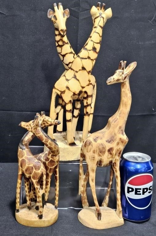 Family of Hand Carved Giraffes from Kenya