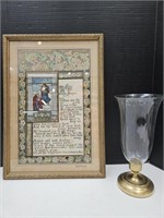 Vintage Prayer Framed Wall Decor & Candle Holder