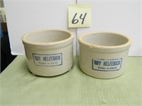 (2) Roy Helferich Advertising Butter Crocks