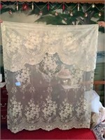 Pair of Battenburg lace curtains with valances