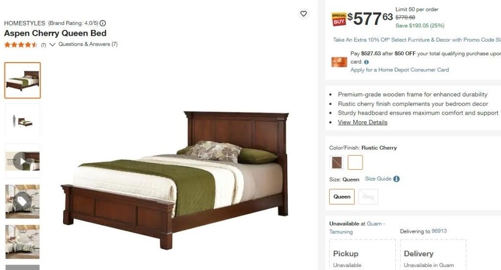 W1011 Aspen Cherry Queen Bed