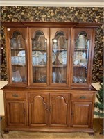SOLID CHERRY WOOD 2 PIECE CHINA/HUTCH DOVETAILED