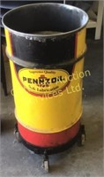 Pennzoil oil barrel. Texaco sticker on back