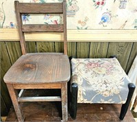Child's Oak Chair & Foot Stool