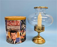 Lg. Vtg. American Century Tin - Hurricane Lamp