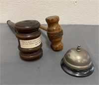 Wooden Gavels & Desk Bell