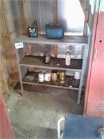 Metal shelving unit with oil
