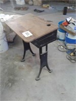 Old one-room schoolhouse desk with Inkwell