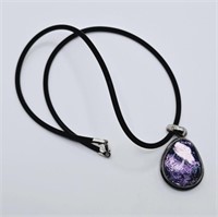 Sterling Silver Iridescent Dichroic Glass Necklace
