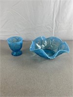 Blue opalescent dishes