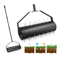17-Inch Manual Rolling Lawn Aerator with 39 Iron