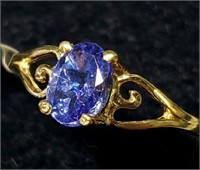 10K YELLOW GOLD TANZANITE(0.6CT) 1G  RING (~SIZE