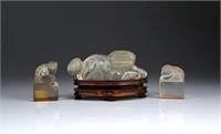 CARVED ROCK CRYSTAL BEAST & TWO KNOB SEALS