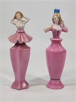 PAIR OF ANTIQUE PORCELAIN HALF DOLL PERFUME BOTTLS