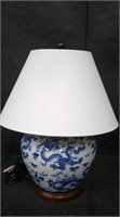 BLUE AND WHITE ORIENTAL LAMP