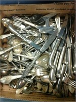 Box lot of assorted vintage silverware