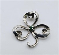 Sterling Silver Emerald Four Leaf Clover Pendant