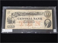 1855 Central Bank of Montgomery $10 Note