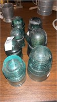 Lot of 7 Green Hemingway Insulators