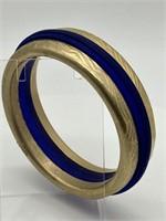 RARE Claude Montana Blue & Gold Satin Bracelet