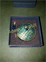 Teal / gold pendant necklace & keepsake box