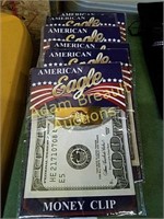 (6) American Eagle gold money clips, new