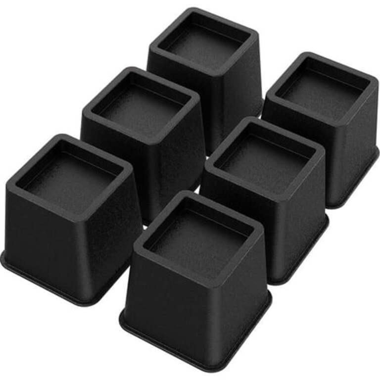 Bed Risers 3 Inch Heavy Duty  Set of 6  Black