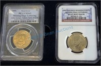 Two presidential error coins John Quincy Adams