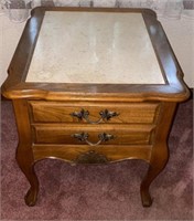 Marble Top French Provincial End Table