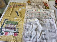 Calendar Towels linens Lot Of 4 Kitchen 1957 mcm