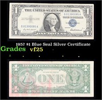 1957 $1 Blue Seal Silver Certificate Grades vf+