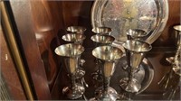 8 silver plated goblets and platter