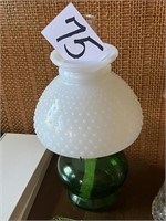 Green and Milk Glass Lamp