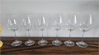 Six Clear Wine Glasses