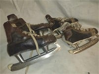 Old Ice Skates and Hockey Puck