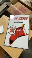 Fire Chief Gasoline Texaco Metal Sign One Sided
