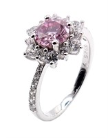 925S 1.0ct Pink Moissanite Diamond Ring