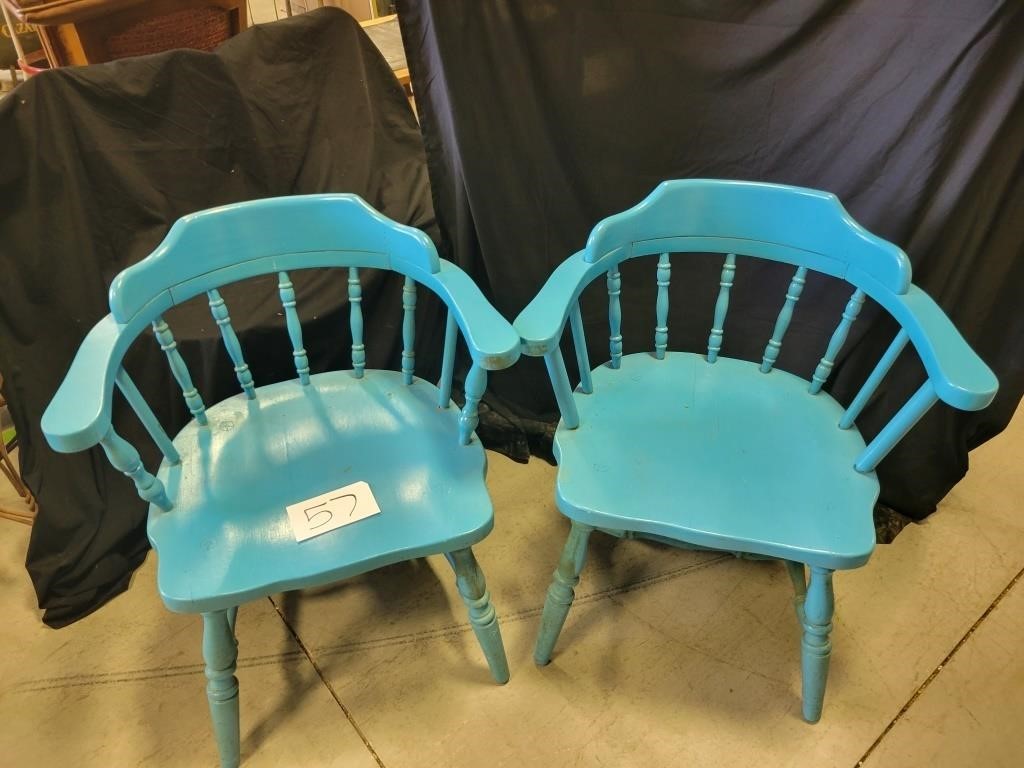 Blue Painted Arm Chairs