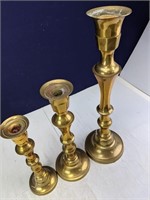 (3) Brass Colored Candle Holders