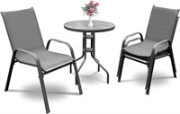 SONGBATE Table and 2 Chairs Set, Metal Frame - Mod