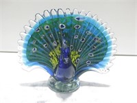 8.5"x 7"x 5" Glass Peacock Art Decor
