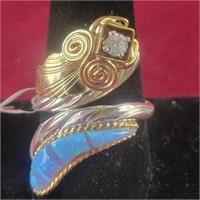 Sterling silver Opal Simulant ring , sz 11,