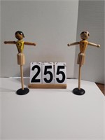 Pair Of 1950's Wood Doll Napkin Holder