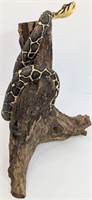 Hand Carved & Painted Snake Sculpture