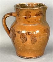 PA manganese sponged redware pitcher ca. 1885; PA