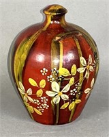 Painted PA redware bank ca. 1890; bulbous apple